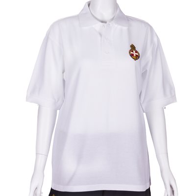 White polo shirt with GB Crest - Unisex fit & longer length