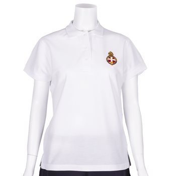 White polo shirt with GB Crest - Ladies fit & shorter length