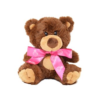 15cm Charlie Bear With Pink Ribbon