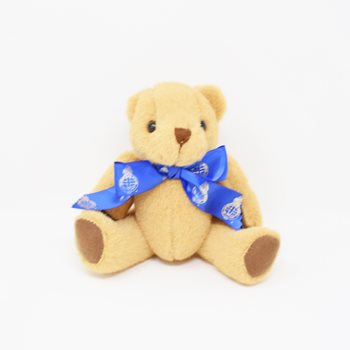 13cm Jointed Teddy Bear With Blue Ribbon