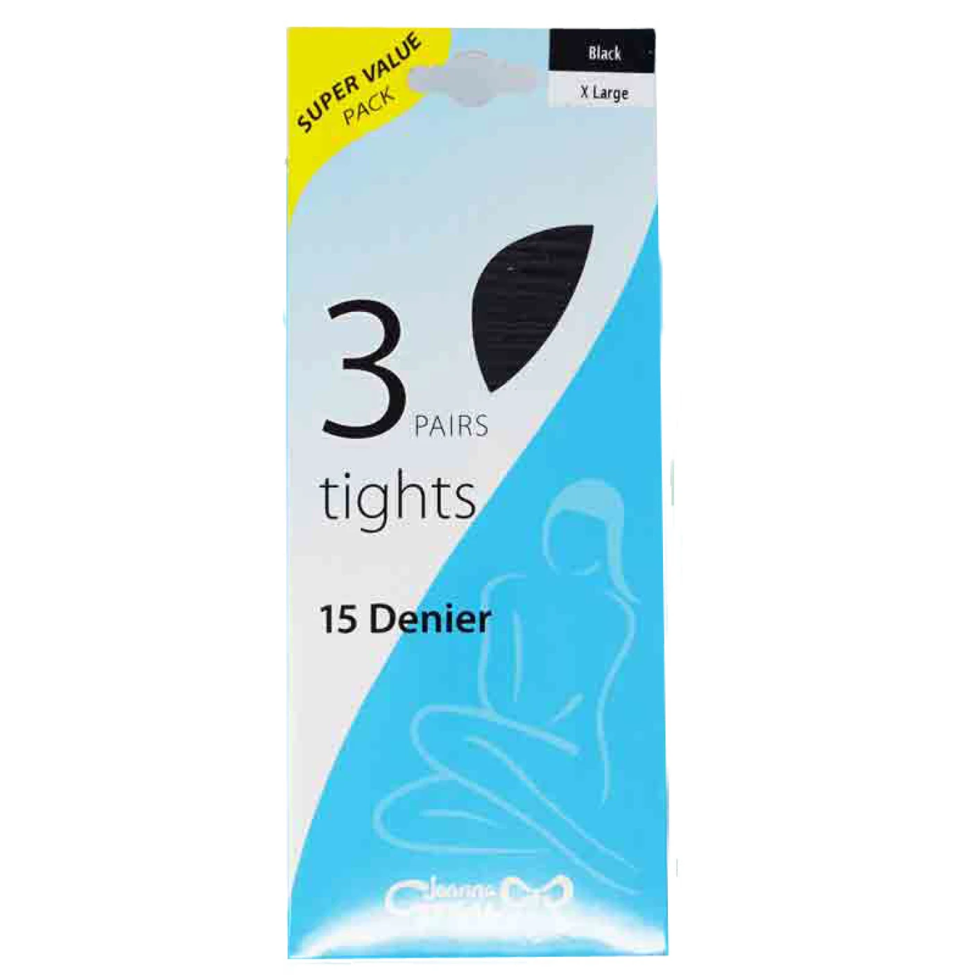 3 Per Pack Ladies 15 Denier Black Tights