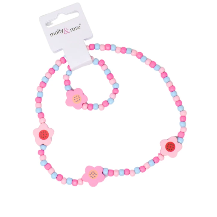 Wood Flower Stretch Jewellery Set