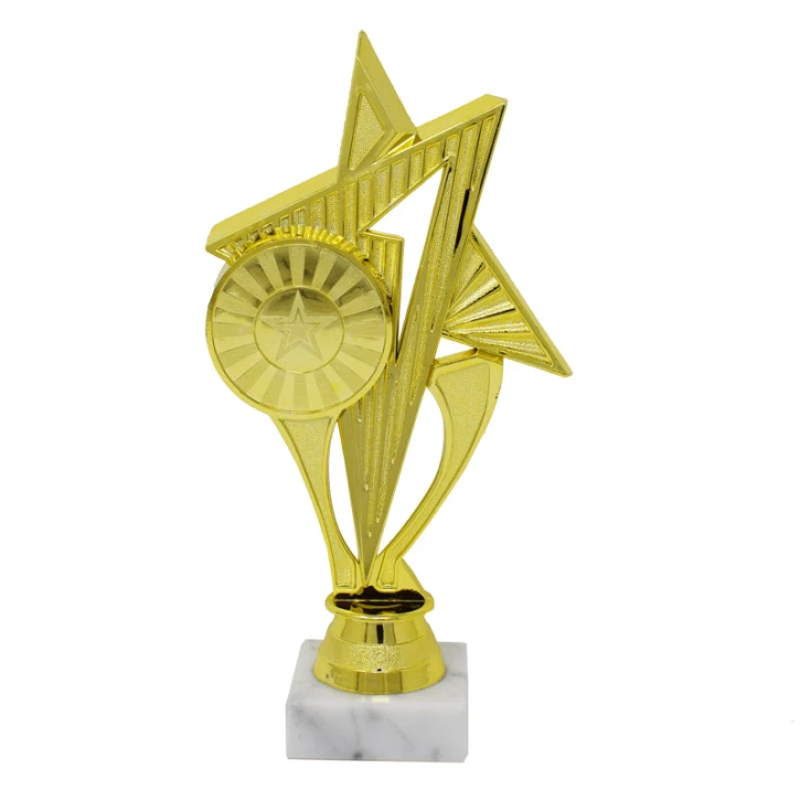 Gold Star Trophy With White Base 21.5cm