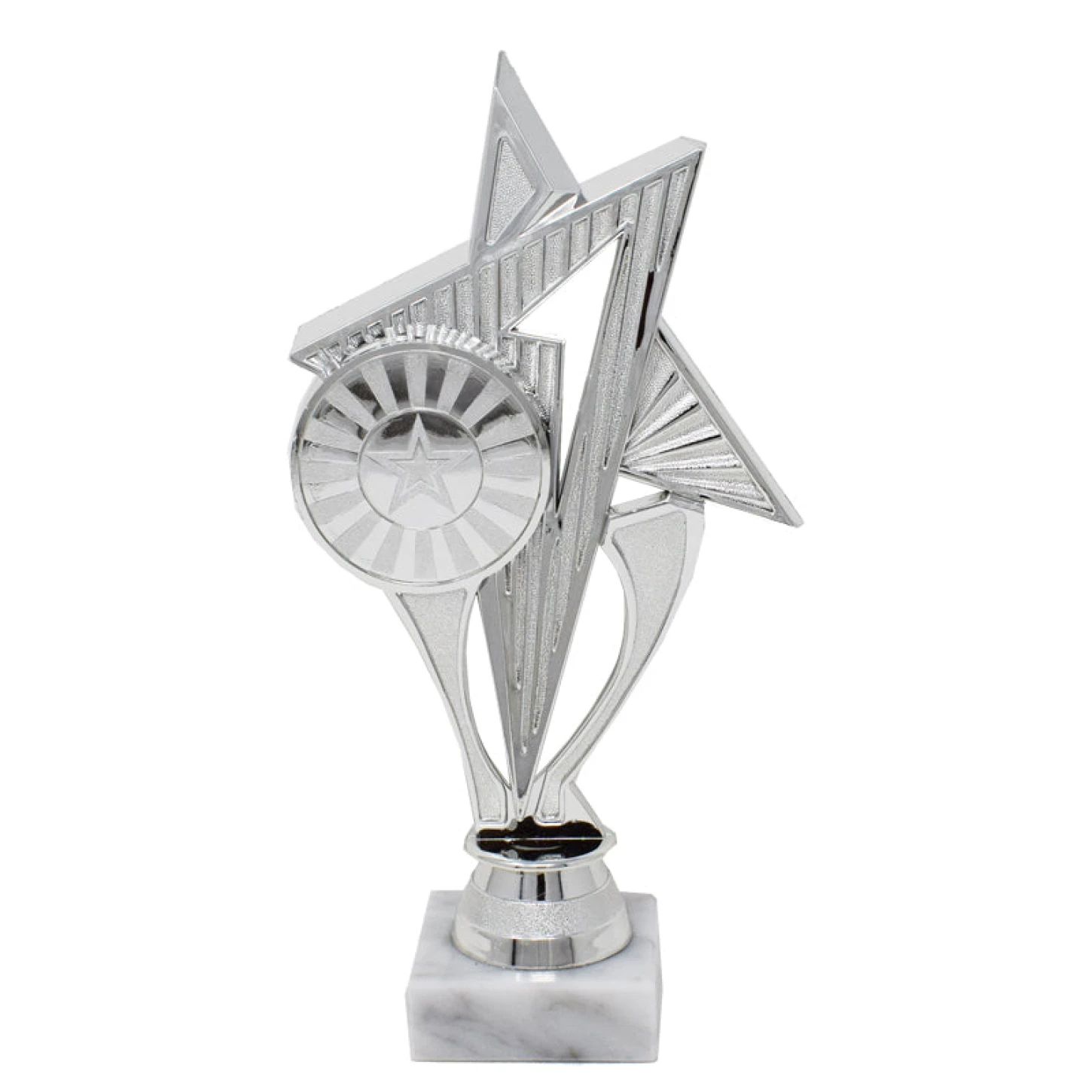 Silver Star Trophy With White Base 21.5cm