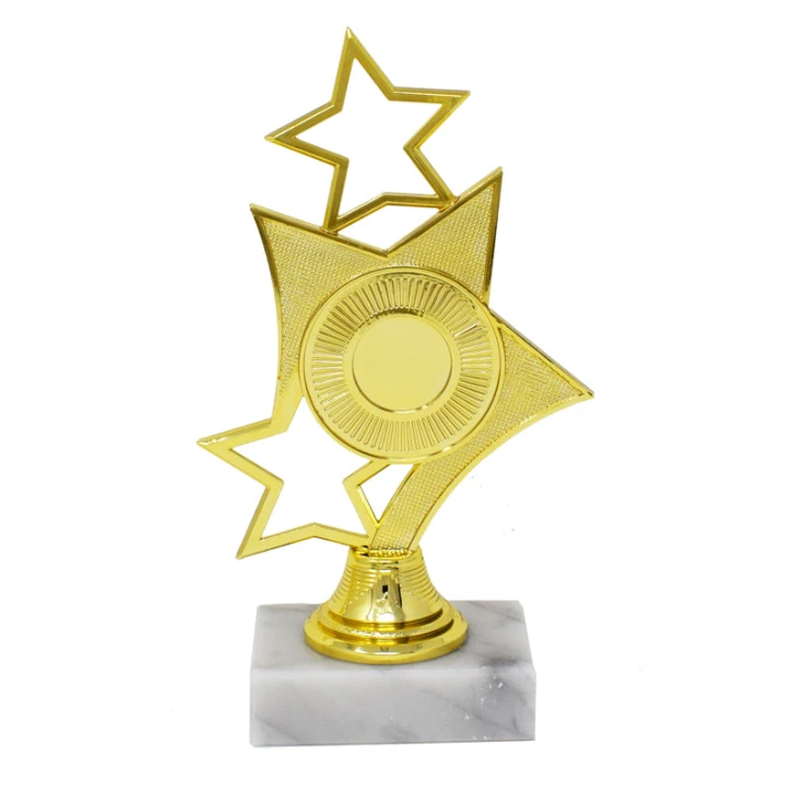 Gold Multi Star Trophy With White Base 18cm