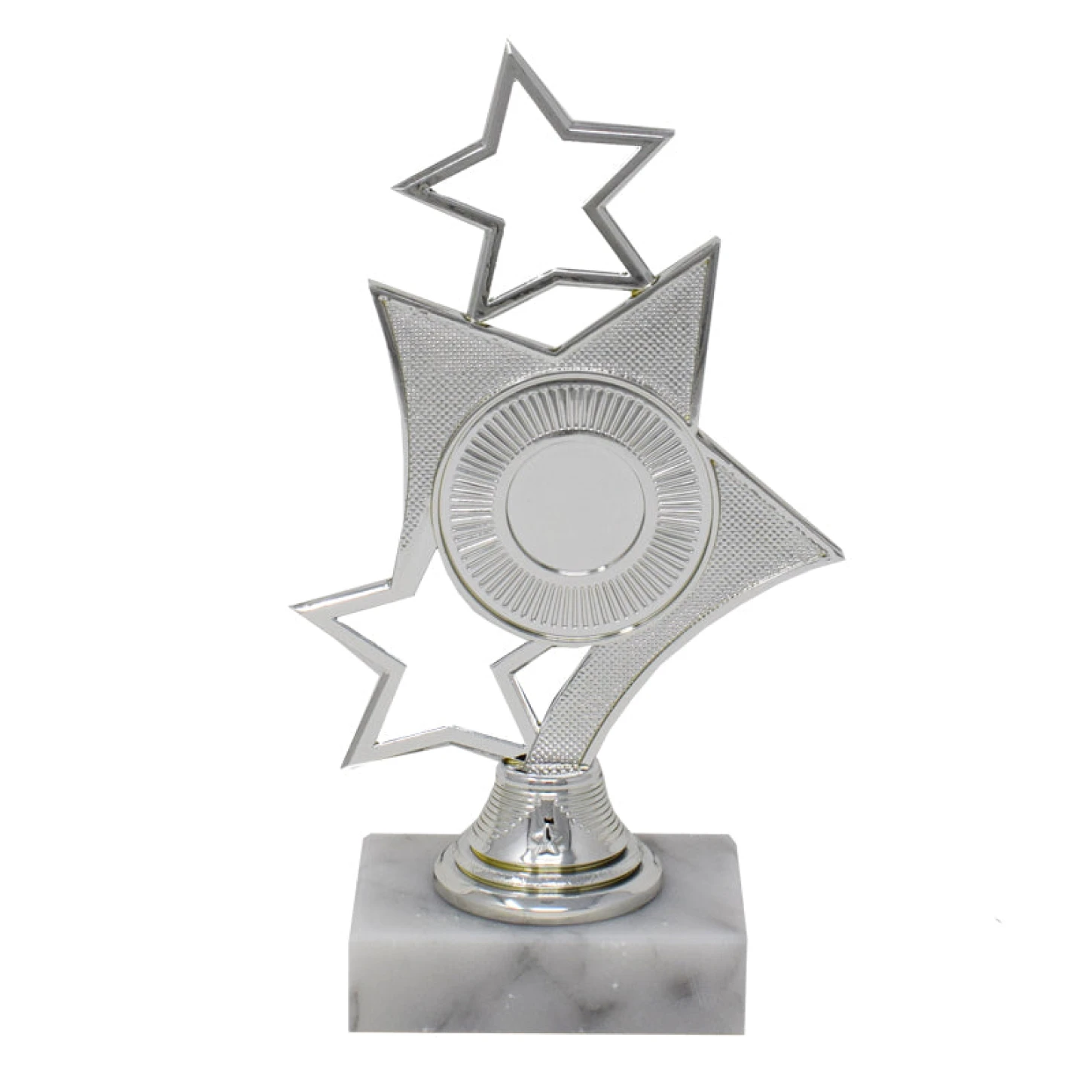 Silver Multi Star Trophy With White Base 18cm