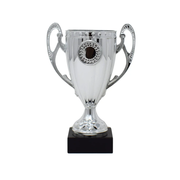 Silver Flared Trophy Cup With Black Base 14.5cm