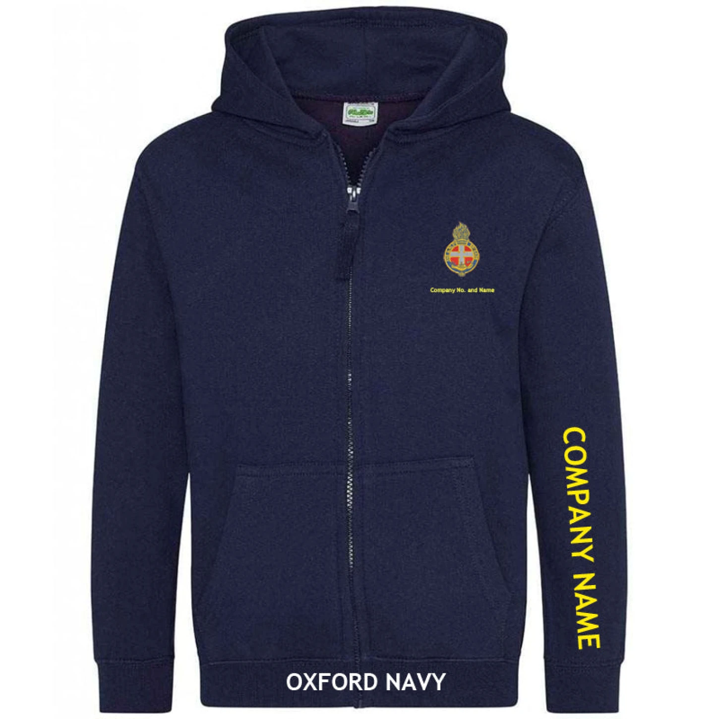 Girl's Zipped Hoodie With GB Crest (Print On Sleeve)